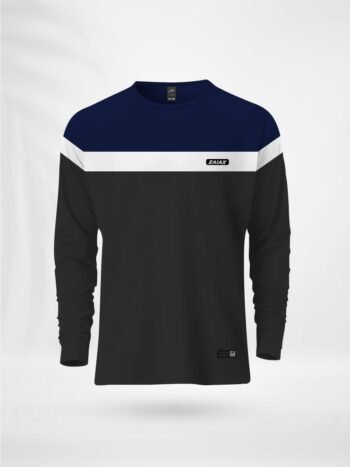 ZAIAX NAVY WHITE BLACK FULL SLEEVE DESIGN TSHIRT -FLNWB