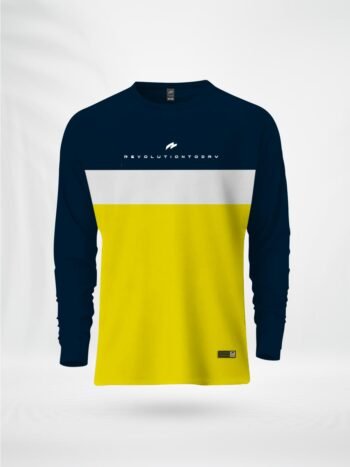 ZAIAX NAVY WHITE YELLOW FULL SLEEVE DESIGN TSHIRT -FLNWY