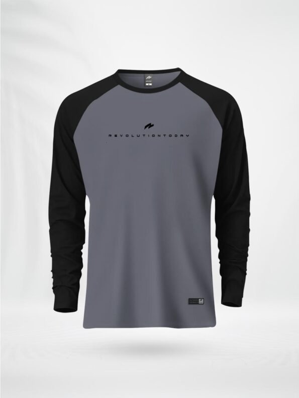 ZAIAX BLACK GRAY FULL SLEEVE DESIGN TSHIRT -FLRGBG