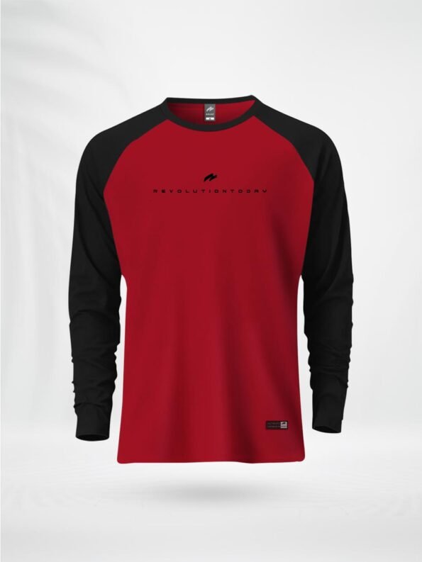 ZAIAX BLACK RED FULL SLEEVE RAGLAN TSHIRT -FLRGBR