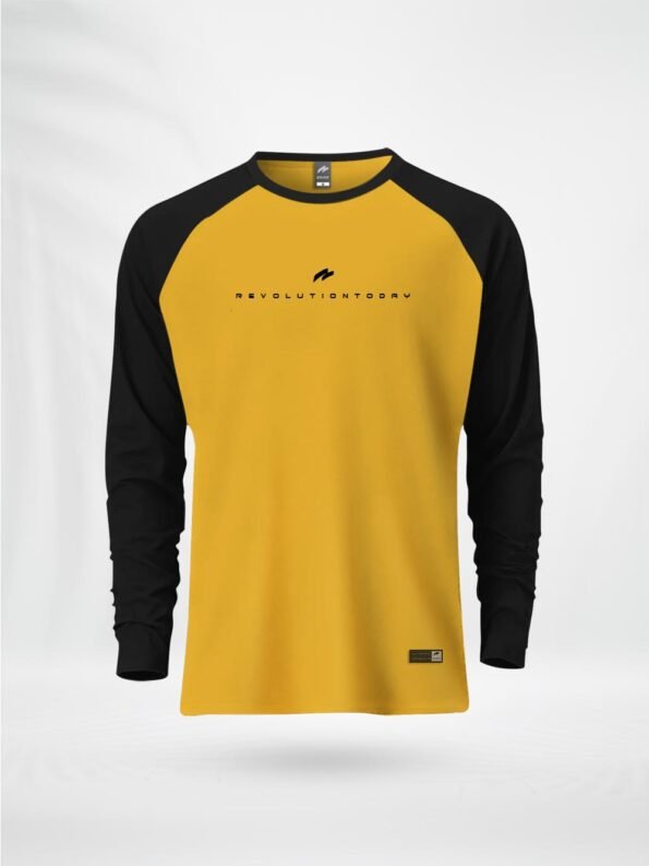 ZAIAX BLACK YELLOW FULL SLEEVE RAGLAN TSHIRT -FLRGBY