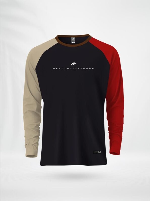 ZAIAX CREAM BLACK RED FULL SLEEVE RAGLAN TSHIRT -FLRGCRB