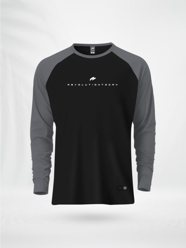 ZAIAX GRAY BLACK FULL SLEEVE RAGLAN TSHIRT -FLRGGB