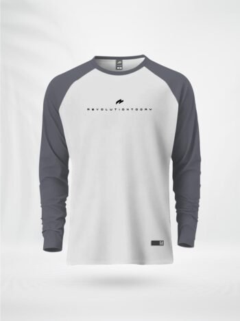 ZAIAX GRAY WHITE FULL SLEEVE RAGLAN TSHIRT -FLRGGW