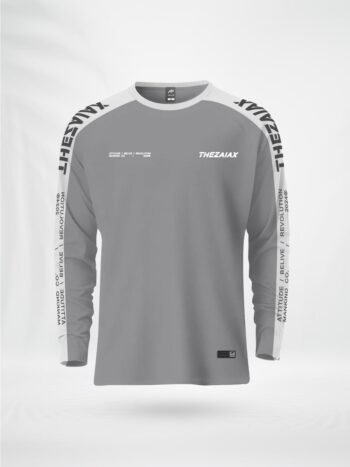 ZAIAX GREY WHITE FULL SLEEVE DESIGN TSHIRT - FLTHEZX