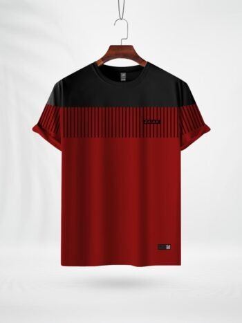 ZAIAX BLACK RED LINE PRINT TSHIRT- LINBR