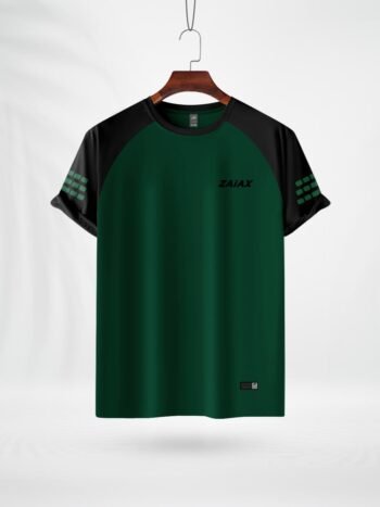 ZAIAX BLACK DEEP GREEN RAGLAN TSHIRT - RGBBG