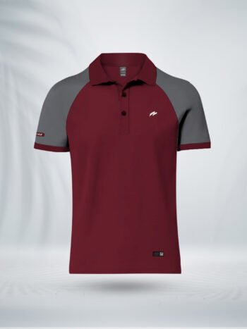 ZAIAX GREY MAROON RAGLAN POLO - PLRGGM