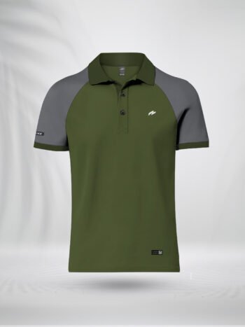 ZAIAX GREY OLIVE RAGLAN POLO - PLRGGOL