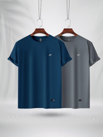 ZAIAX VERY THIN SPORTS PETROL BLUE & GREY COMBO TSHIRT - CMBEXMPBG
