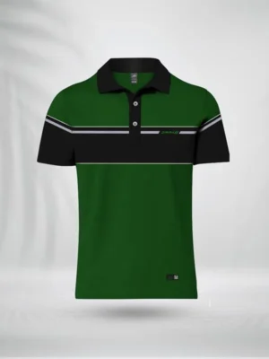 ZAIAX BOTTOL GREEN BLACK COMBINATION POLO SHIRT - PLBGBBG