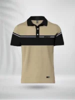 ZAIAX CREAM BLACK COMBINATION POLO SHIRT - PLCBC