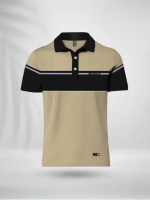 ZAIAX CREAM BLACK COMBINATION POLO SHIRT - PLCBC