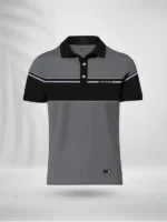 ZAIAX GREY BLACK COMBINATION POLO SHIRT - PLGBG