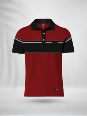 ZAIAX MAROON BLACK COMBINATION POLO SHIRT - PLRBR