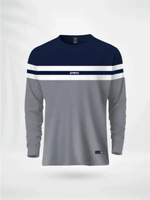 ZAIAX FULL SLEEVE NAVY WHITE GREY DESIGN TSHIRT – FLNWG