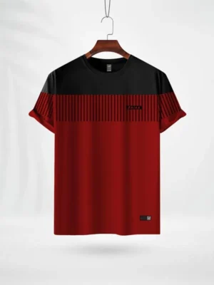 ZAIAX BLACK RED LINE PRINT TSHIRT- LINBR