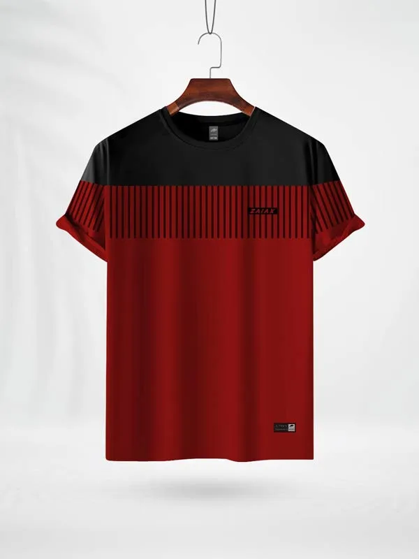 LINBR ZAIAX BLACK RED LINE PRINT TSHIRT- LINBR
