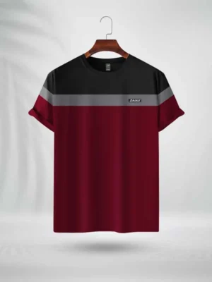ZAIAX BLACK GRAY MAROON DESIGN T-SHIRT – BGM