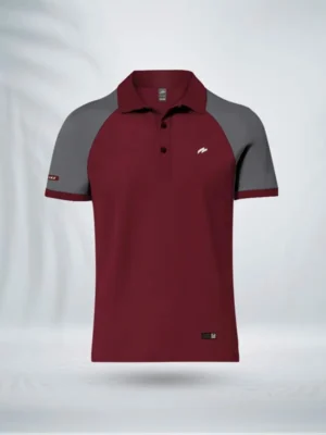 ZAIAX GREY MAROON RAGLAN POLO – PLRGGM