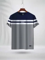 ZAIAX NAVY WHITE GREY DESIGN T-SHIRT – NWGZX