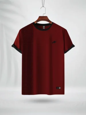 ZAIAX MAROON BLACK PRINT TSHIRT – 1SDPM