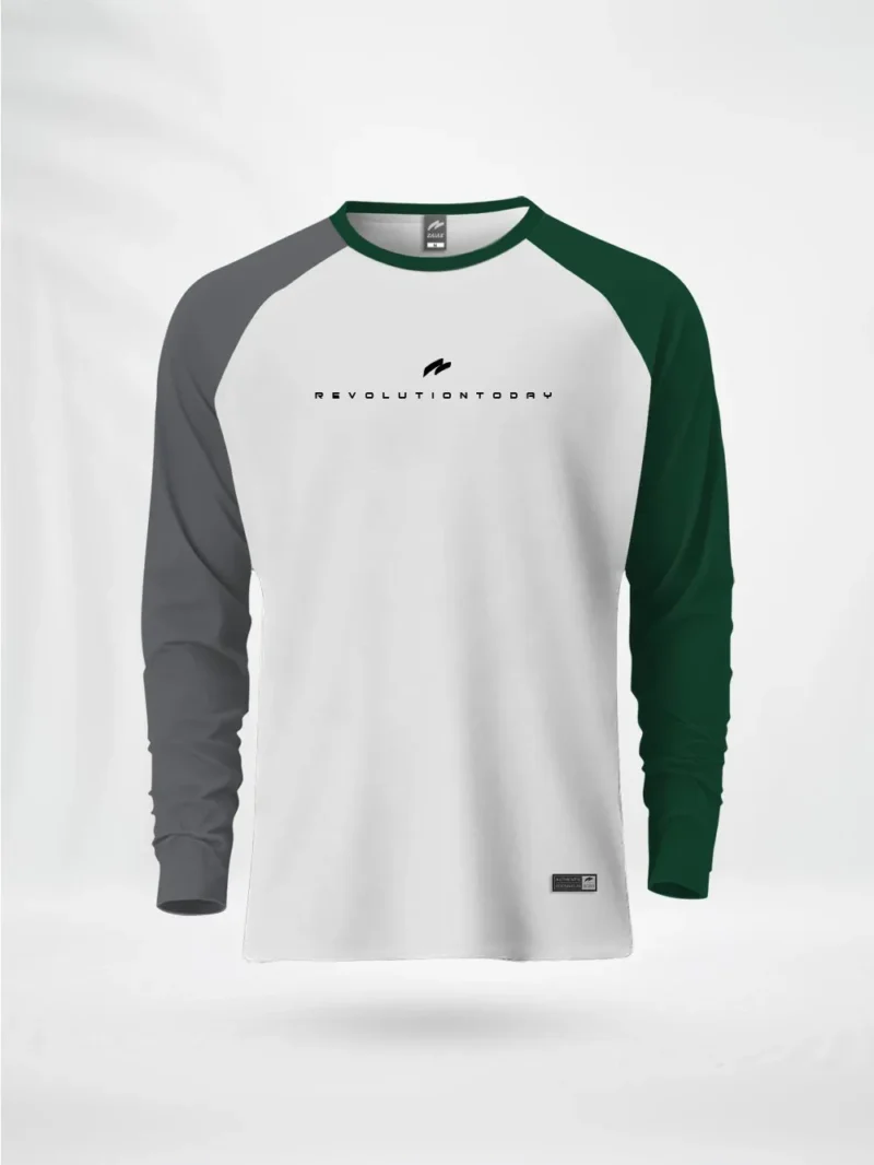 ZAIAX GRAY WHITE GREEN FULL SLEEVE REGLAN TSHIRT – FL1RGGWGRN
