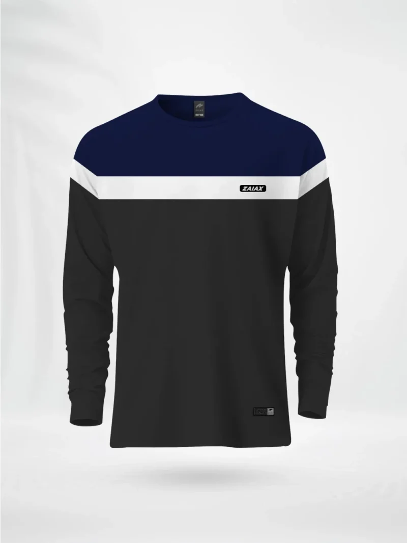 ZAIAX NAVY WHITE BLACK FULL SLEEVE DESIGN TSHIRT – FLNWB