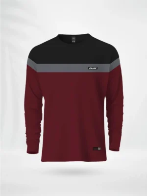 ZAIAX BLACK GRAY MAROON FULL SLEEVE DESIGN TSHIRT – FLBGM