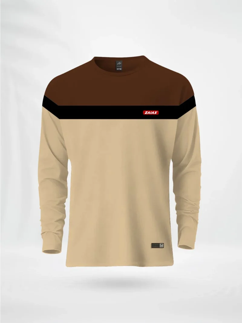 ZAIAX COFFEE BLACK CREAM FULL SLEEVE DESIGN TSHIRT - FLCFBC