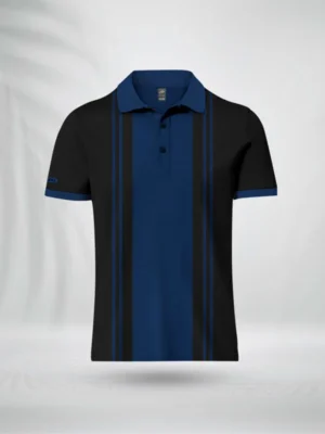 ZAIAX BLACK PETROL BLUE DESIGN POLO – PL4LNBPB