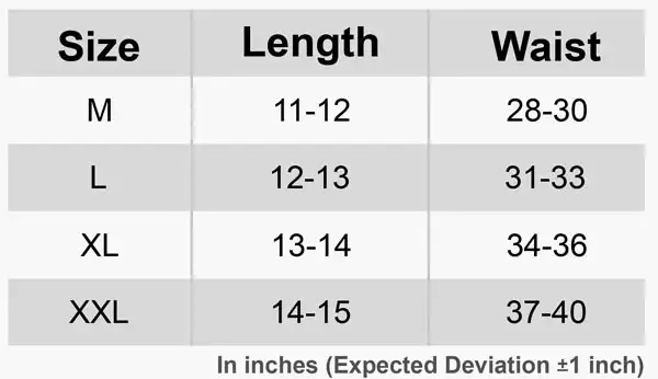 Boxer Size Chart